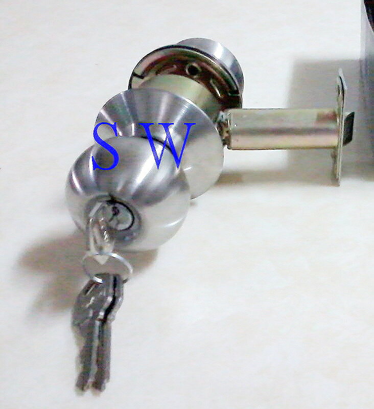 《LockWare》廣安牌 C9600型 (三支鎖匙) 60 mm 喇叭鎖 客廳鎖 辦公室鎖 臥室鎖門用 不銹鋼磨砂銀色