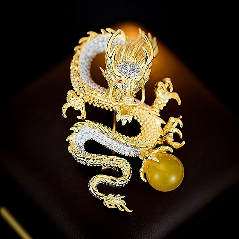 【巴黎精品】現貨+預購 女西裝高級胸針裝飾別針領針襯衫防走光釦首飾-生肖龍形中國風女配件a1jx101