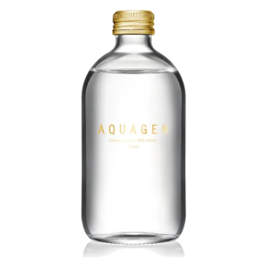 免運 AQUAGEN 海洋深層水金蓋無氣泡版(無氣泡) 330ml x 24 玻璃瓶 免運 天然水