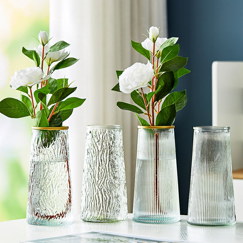 【滿299出貨】簡約透明玻璃花瓶桌面插花水養干花鮮花花瓶ins風高顏值客廳擺件