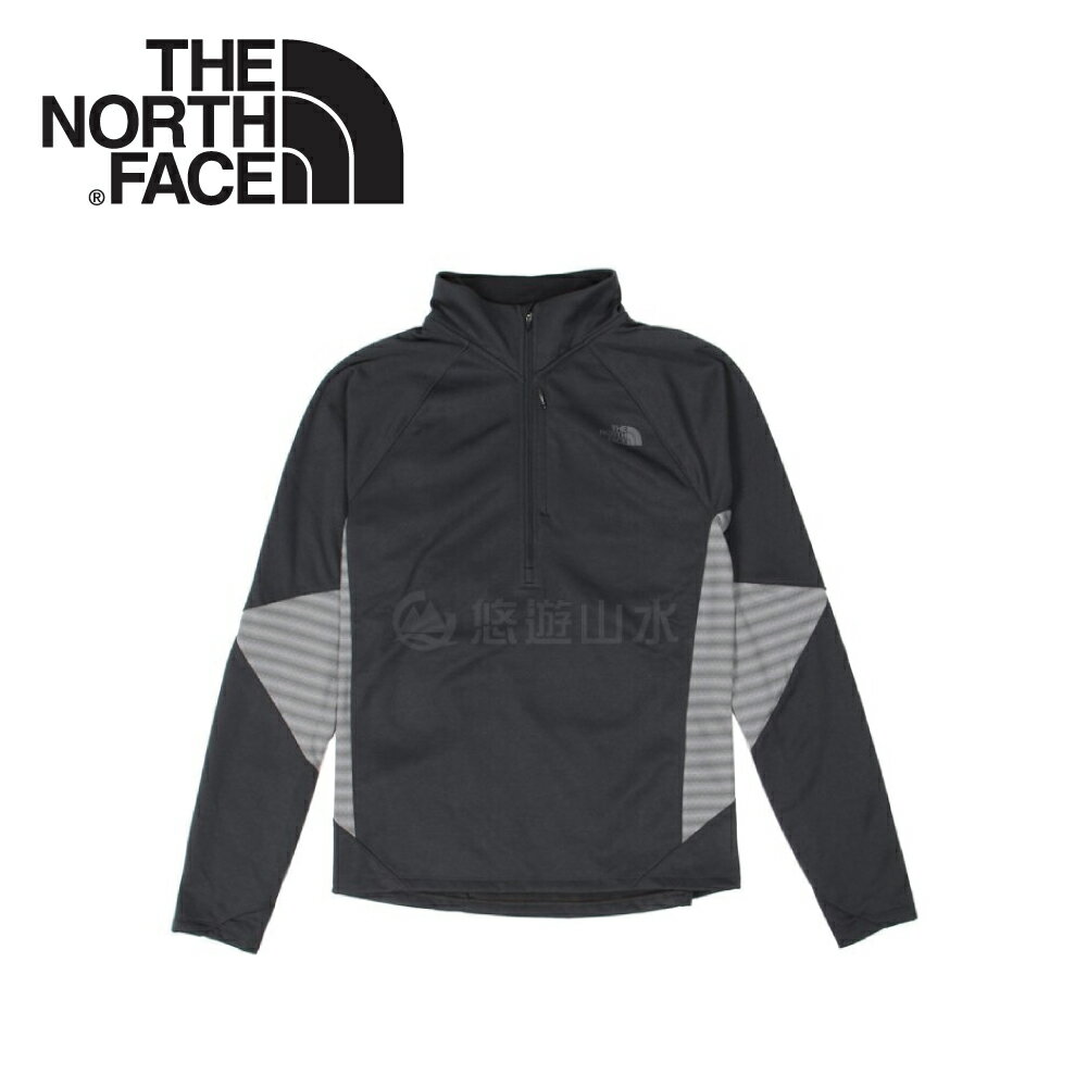 【The North Face 男款 半襟針織上衣《黑》】2V59J2G/長袖T恤/保暖上衣/長袖
