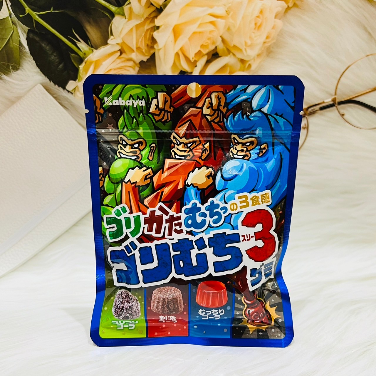 日本 KABAYA 卡巴 金剛3種可樂風味軟糖 59g
