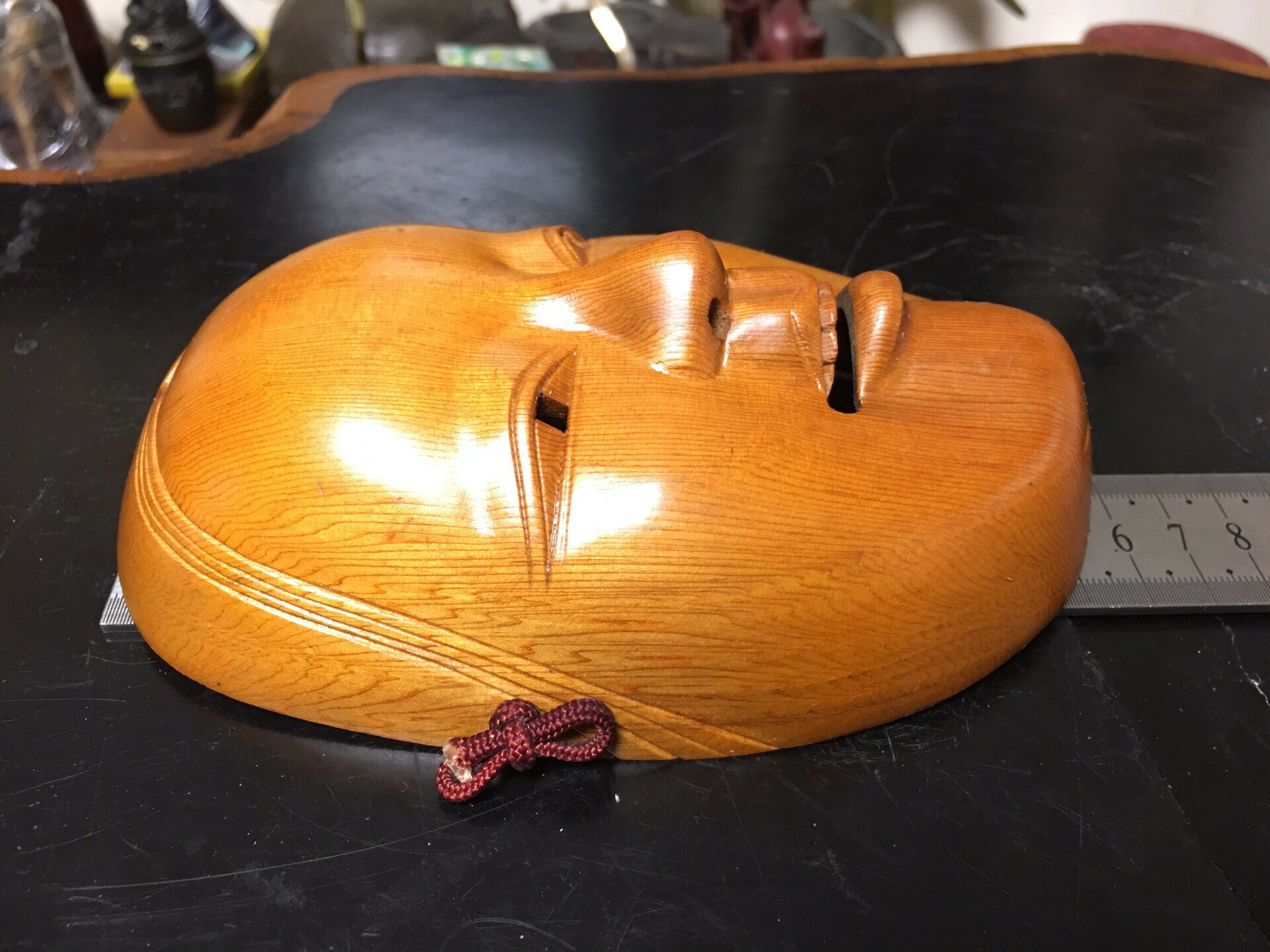日本迴流屋久杉面具，日本人物面具，能面，純手工一木雕刻，高度