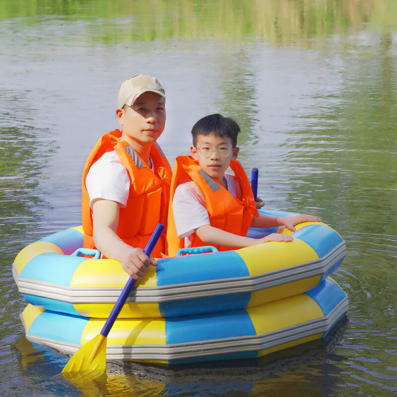 充氣漂流船橡皮筏加厚耐磨皮劃艇便攜兒童單雙人游玩景區汽艇定制