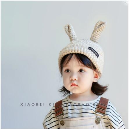 寶寶帽子秋冬季女童兒童毛線帽兔子手工針織帽套頭帽保暖男童 全館免運