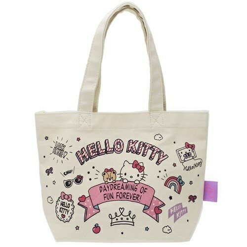 大賀屋 日貨 HELLO KITTY 帆布手提包 揹包 側揹包 斜揹包 手提袋 肩背袋 側背袋 正版 J00040178