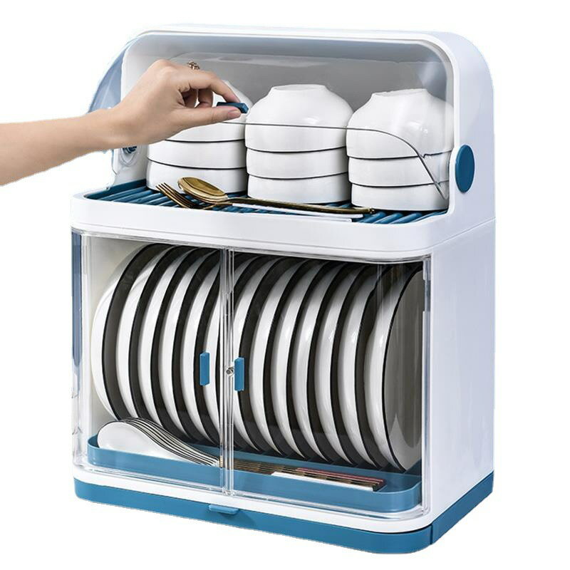 廚房碗架碗筷收納盒帶蓋放餐具裝碗箱碟盤瀝水置物架簡易碗櫃家用