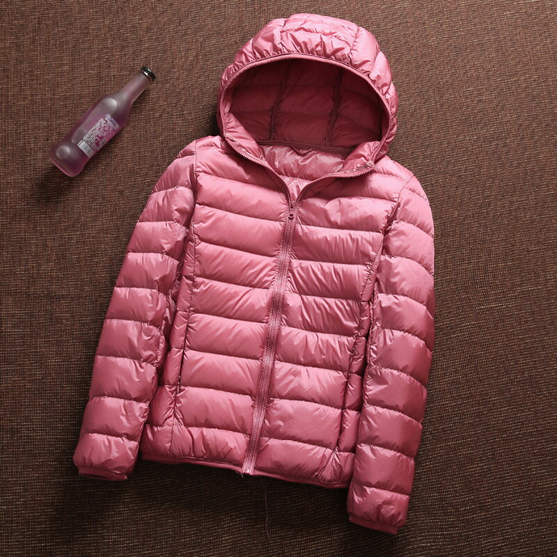 真 羽絨90%白鴨絨 羽絨服白鴨絨夾克-連帽輕便純色秋冬女外套13色73zc7【獨家進口】【米蘭精品】