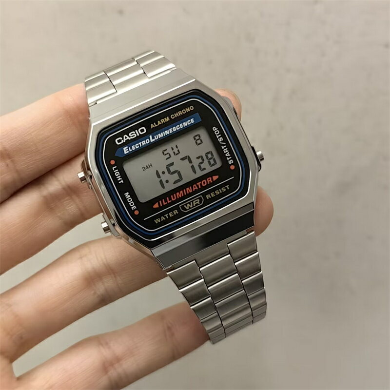 卡西歐CASIO情侶學生腕錶A168WA小銀塊防水ins風復古小方塊電子表【北歐居家生活】