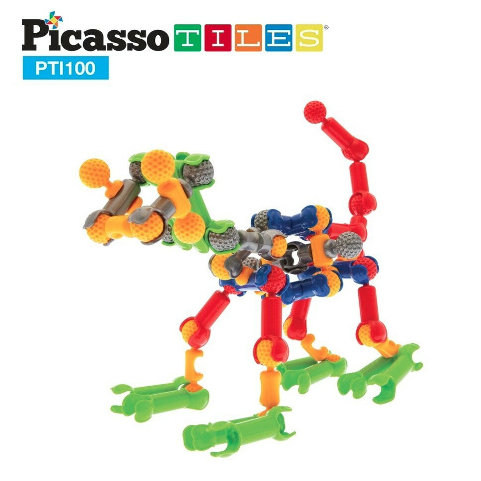 美國畢卡索Picasso Tiles PTI100畢卡索竹節積木100入 卡榫玩具 3