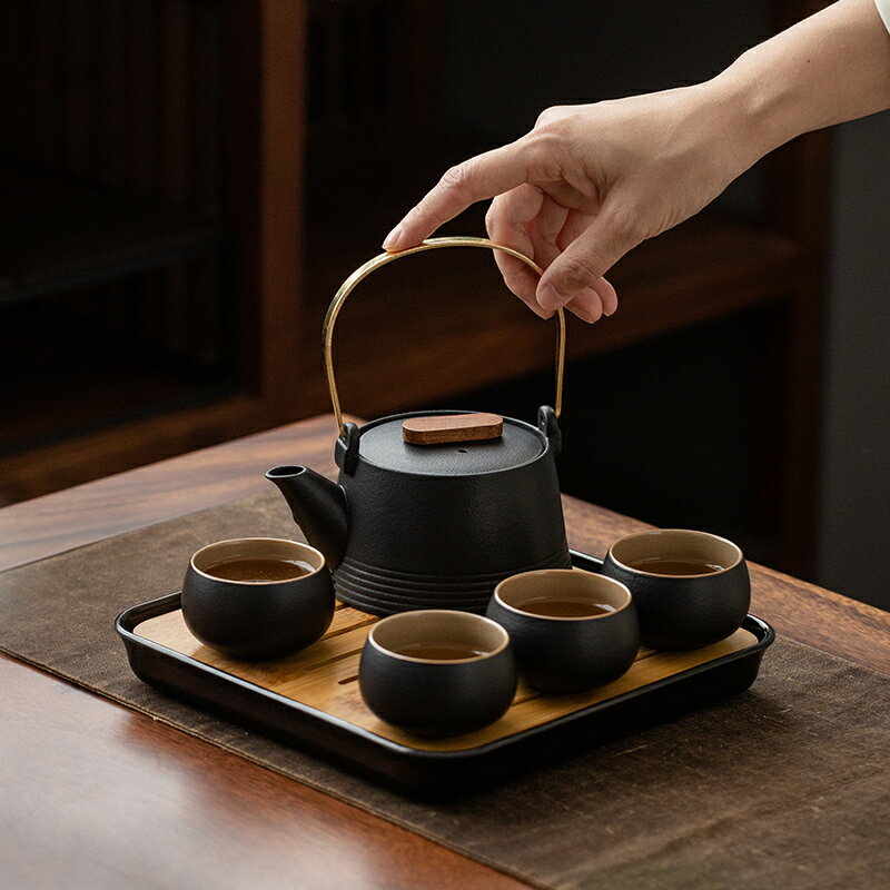 功夫茶具套裝家用客廳簡約干泡茶盤輕奢陶瓷旅行小套便攜一壺4杯