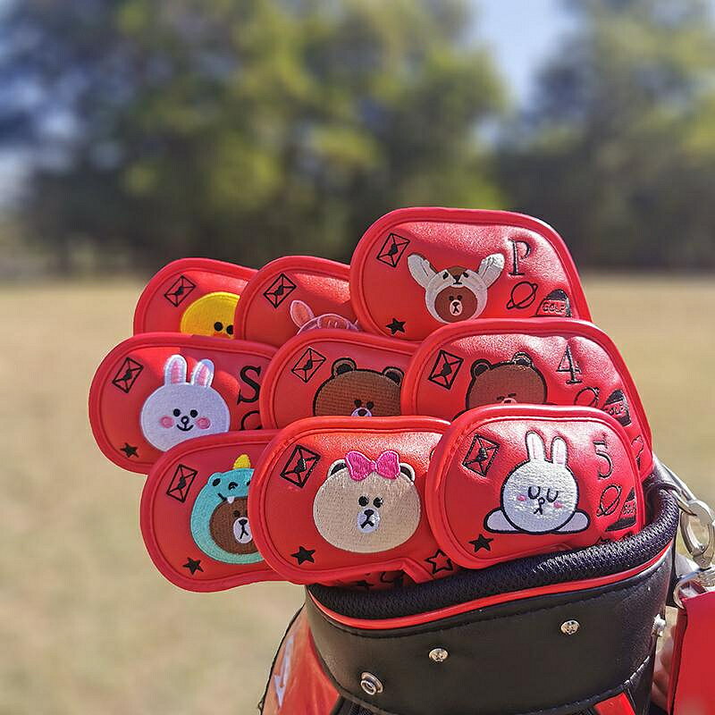 韓國卡通高爾夫球桿套桿頭套鐵桿組保護套golf用品磁鐵吸合鐵桿套