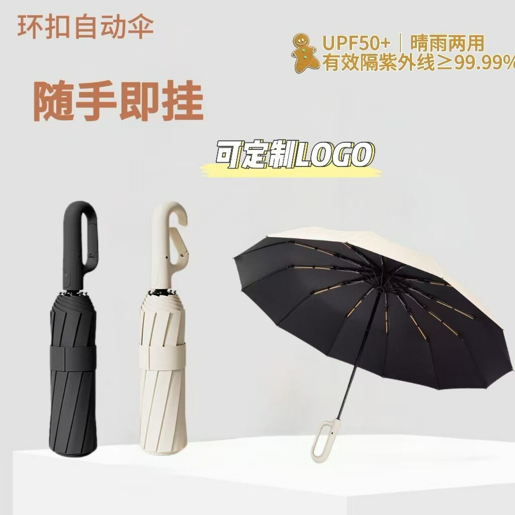 23寸全自動雙龍骨環扣折疊廣告傘防曬防紫外線晴雨兩用高階感雨傘【尚宜家居】