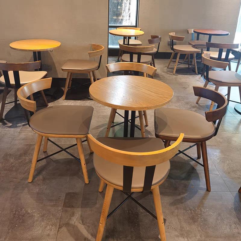 【臺灣公司 優質服務】咖啡廳桌椅組合奶茶店甜品小吃漢堡餐飲商用實木鐵藝休閑洽談桌子