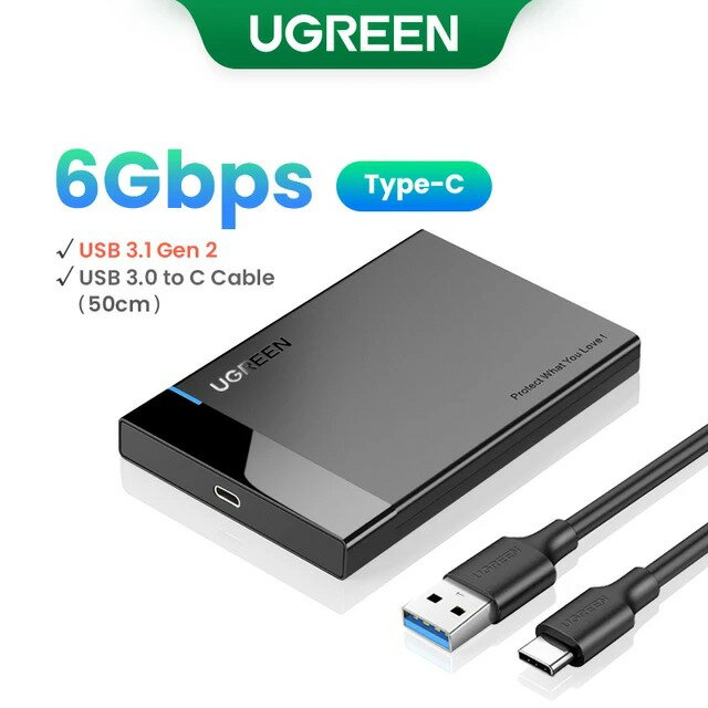 【日本代購】UGREEN 硬碟盒 2.5 吋 SATA 轉 USB 3.0 硬碟盒適用於 SSD 磁碟 HDD 盒 USB C 3.1 Gen 2 硬碟盒 HD 外接硬碟盒