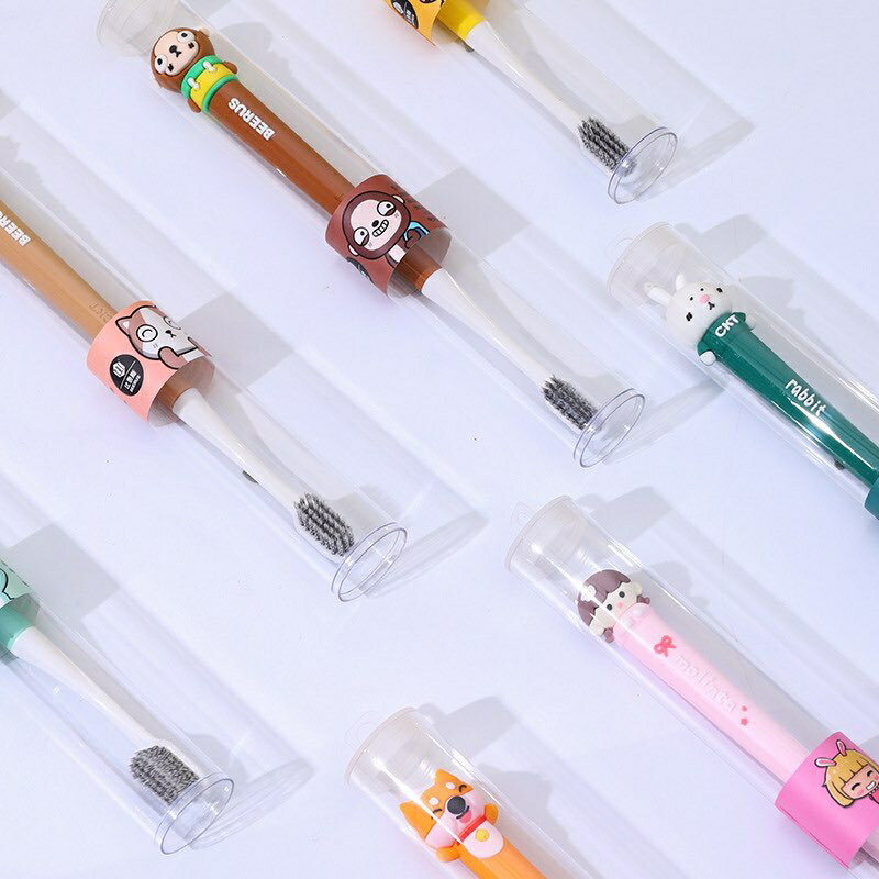 卡通造型公仔牙刷 試管裝單支居家牙刷 兒童學生矽膠頭動物軟毛牙刷｜丹丹悅生活 3