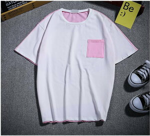 FINDSENSE H1 2018 夏季 T恤 清新 粉色 潮流 寬鬆短袖 免燙 時尚 男 體恤 上衣