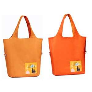 強強滾p-seisei 雙色托特包-肩背手提兩用 撞色搭配 超輕量防潑水，台灣製造(金盞橘)