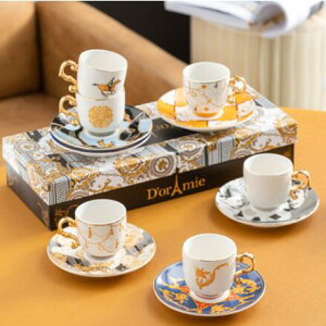 花茶杯套組 高級感小奢華意式精致咖啡杯碟禮盒歐式下午茶濃縮咖啡杯套裝高檔