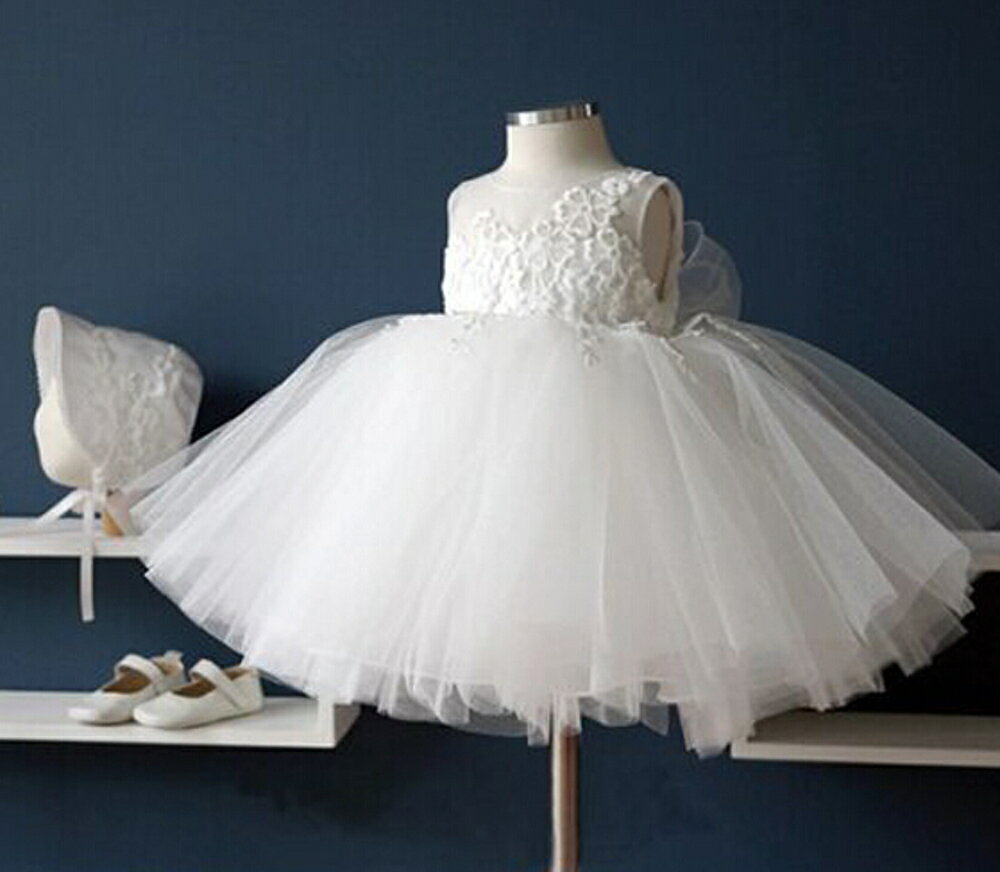 ✤宜家✤時尚可愛寶寶紗裙禮服洋裝 過年服裝 白色蓬蓬裙3