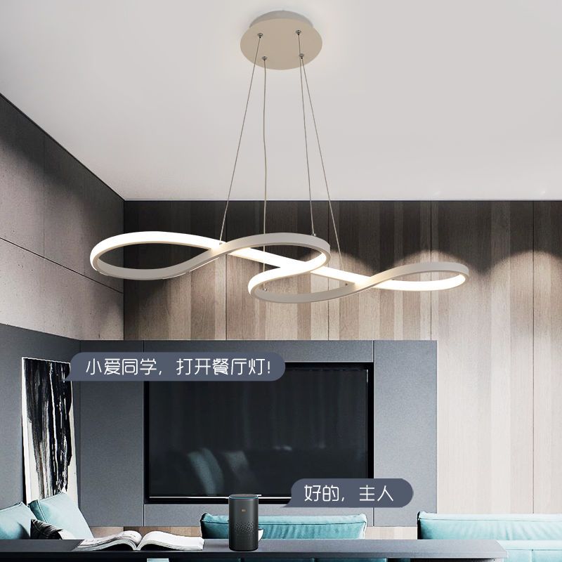 簡約現代餐廳吊燈支持米家APP控制飯桌吧臺吊燈北歐個性環形燈具
