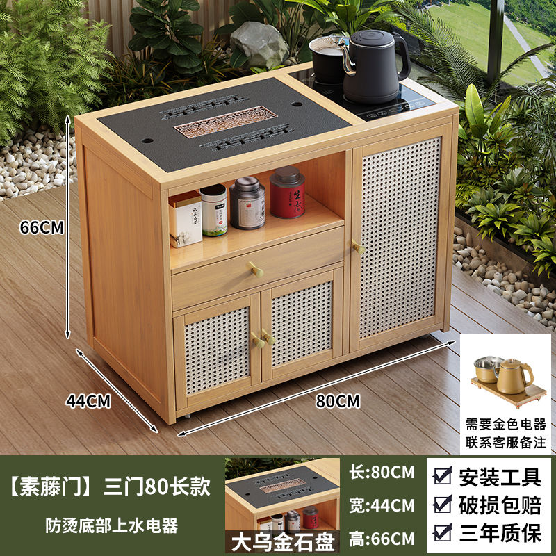附發票 移動茶桌茶臺陽臺實木小茶車家用茶幾功夫茶具盤套裝燒水壺一體櫃