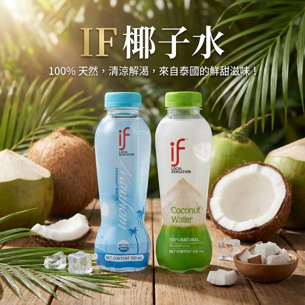【KKM營養屋】免運  泰國 If 100%椰子水 350ml*24入 香水椰子 if天然椰子水 if椰子水 天然運動飲料