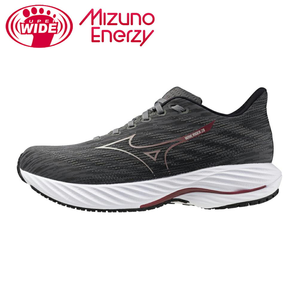 MIZUNO WAVE RIDER 28 男慢跑鞋 超寬楦 黑白 J1GC240305