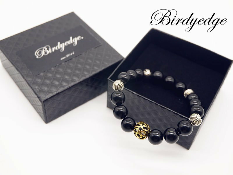 【Birdy Edge】黑色 石頭 簍空 金珠 手環  大金珠 克羅心 十字 手環 男 串珠 品牌 朵 免運費