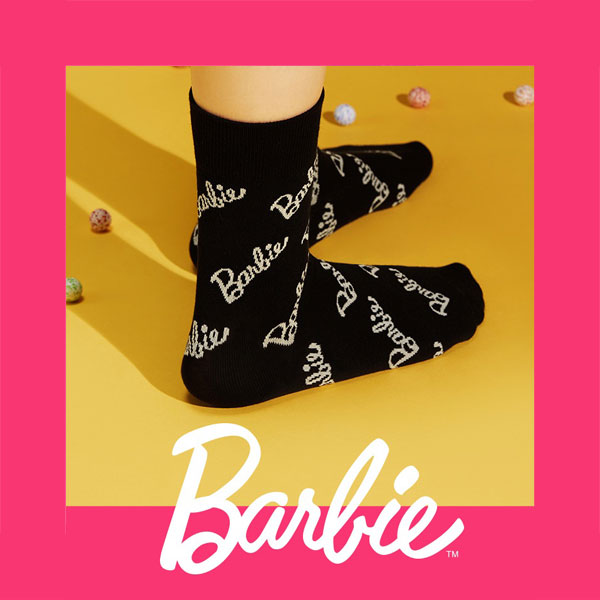 芭比 Barbie 襪子 長襪 長筒襪 粉色 桃色 滿版 字母 潮流 8