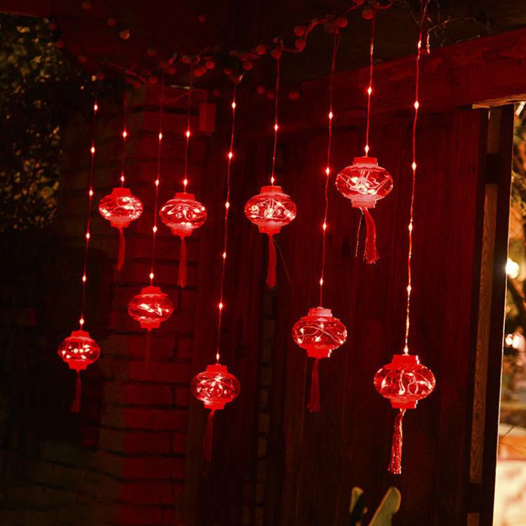 免運 春節裝飾 過年大紅燈籠掛飾春節日氛圍裝飾用品家用LED燈串吊燈中國風掛件