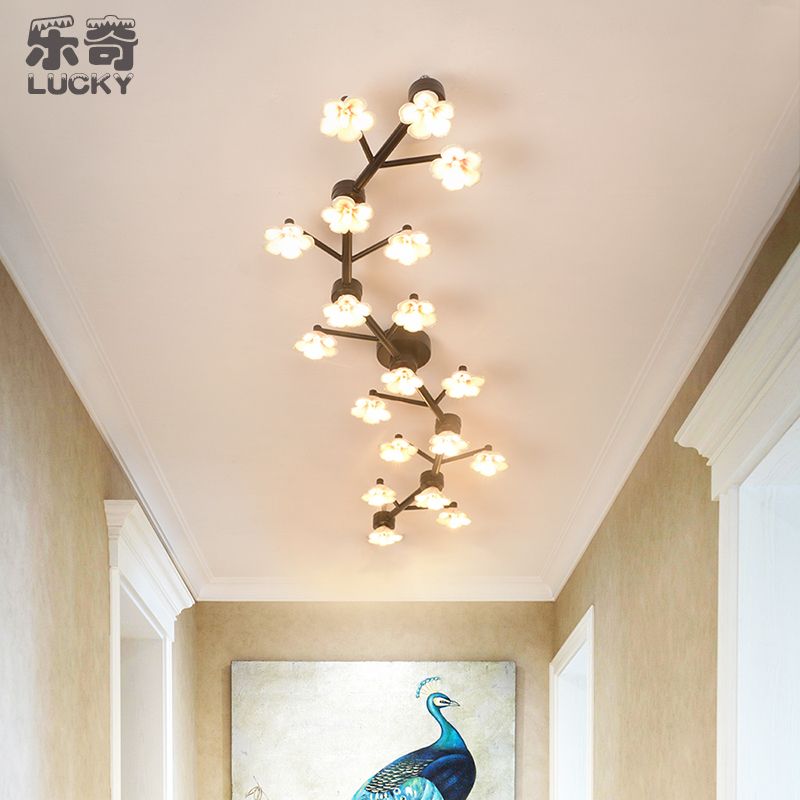 網紅長形超薄梅花走廊過道燈玄關門廳北歐創意led吸頂燈客廳臥室