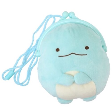 asdfkitty*日本san-x角落生物蜥蜴造型絨布雙珠扣斜揹包/錢包/收納包-日本正版商品