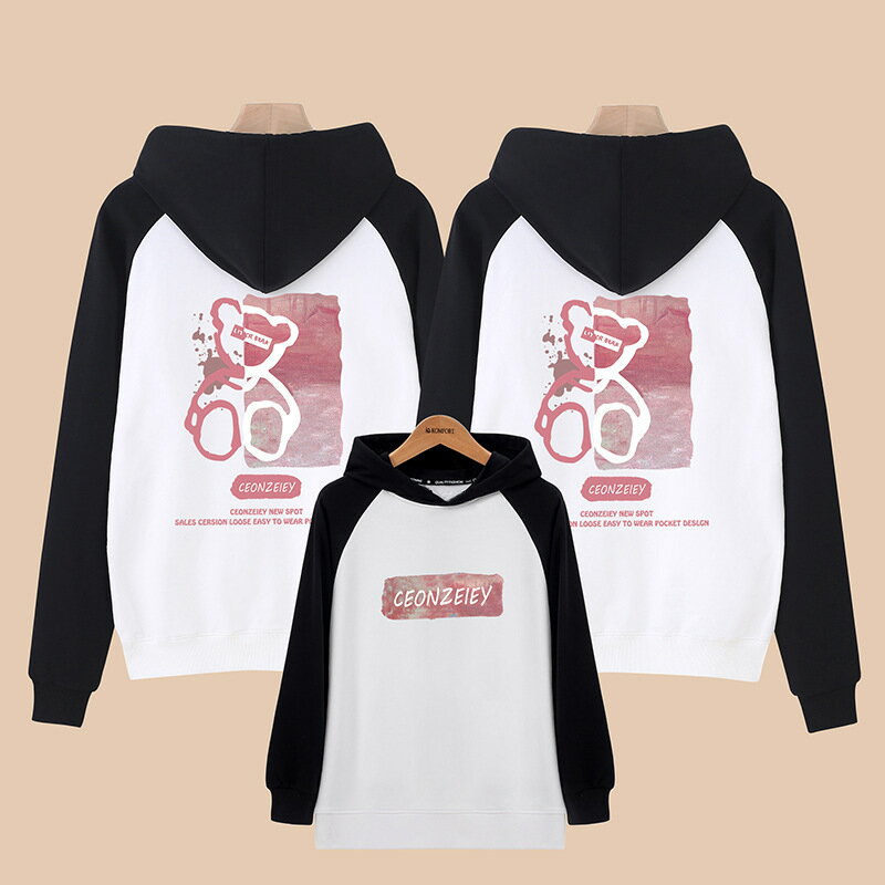 親子裝 小熊T恤 全家福 團體服 連帽T恤 純棉T恤 親子帽T 櫻桃嚴選 長袖T恤 親子T恤 情侶裝 一家三口 一家四口 班服 1