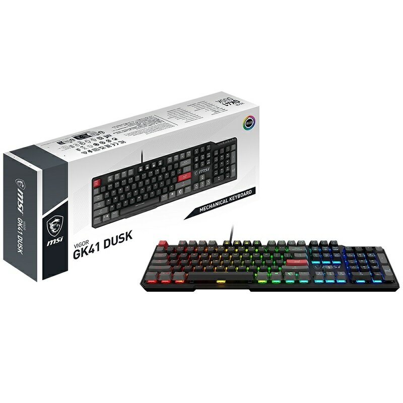 【任搭享95折】MSI 微星 Vigor GK41 DUSK 紅軸 RGB 機械式電競鍵盤