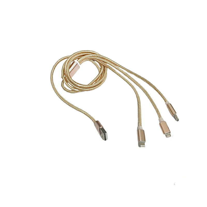 2A高速一拖三充電線【緣屋百貨】天天出貨 iPhone充電線 Type-C充電線 安卓 快充線 Lightning 快充 1