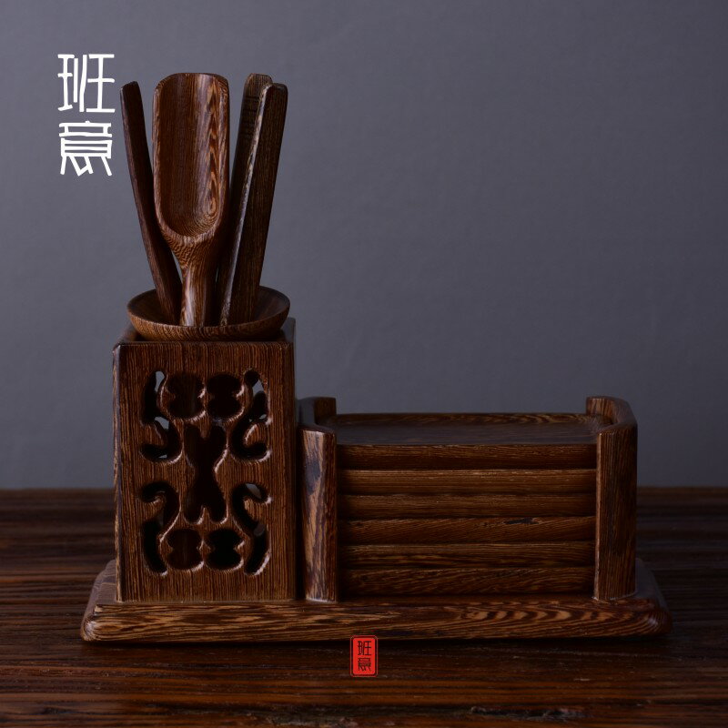 茶道六君子雞翅木巴西梨花木實木茶道茶藝擺件組合功夫茶具配件1入