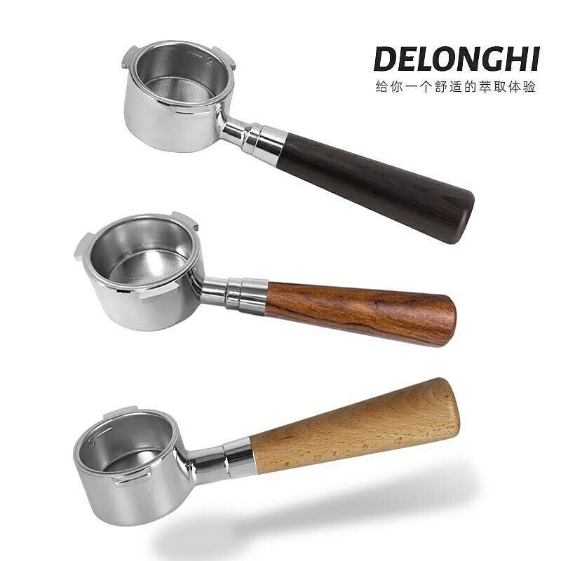 （咖啡用品與配件）⭐⭐意式三衝煮配件無底耳手柄頭咖啡機51mm德龍實木Delonghi把手手柄