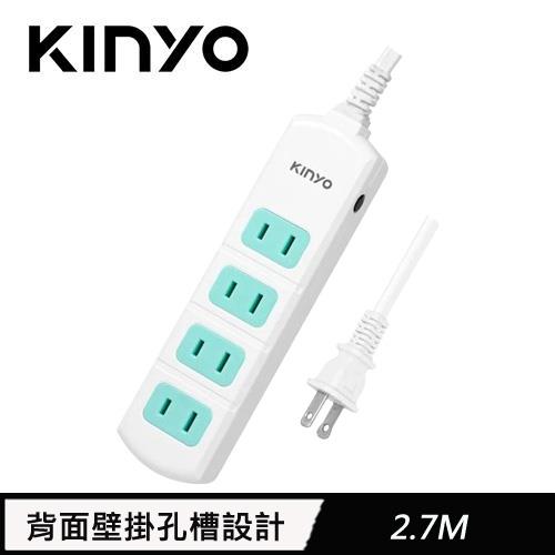 【現折$50 最高回饋3000點】  KINYO CG-204-9 2PIN 4插2孔安全延長線 9呎 2.7M 綠色