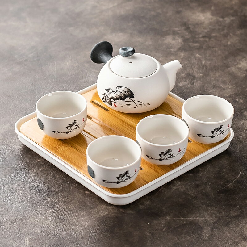 【滿299出貨】功夫茶具套裝特價雪花釉茶具整套帶茶盤客廳家用日式小套裝茶壺