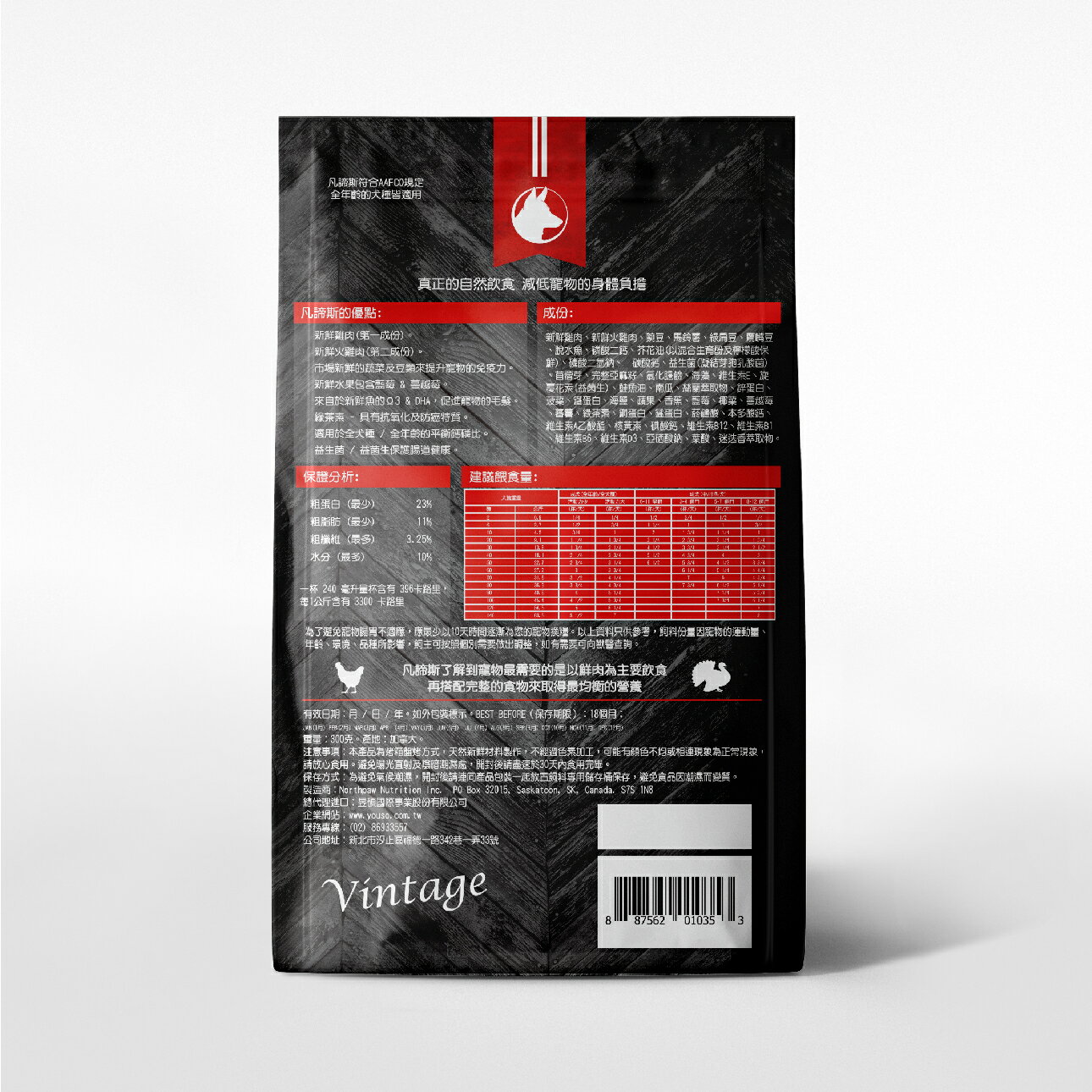 【Vintage 凡諦斯】無穀野宴鮮肉 全齡犬 天然烘培糧 雞肉+火雞肉 犬飼料 犬糧 鮮肉寵物糧_300G 1