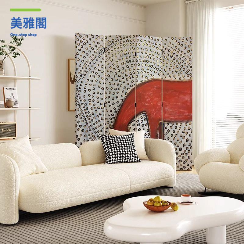 現貨 屏風 折疊屏風 隔斷 移動屏風 法式復古小眾藝術屏風隔斷客廳裝飾中古餐廳玄關書房動物擋板折屏 八折減免 特價出 可開發票