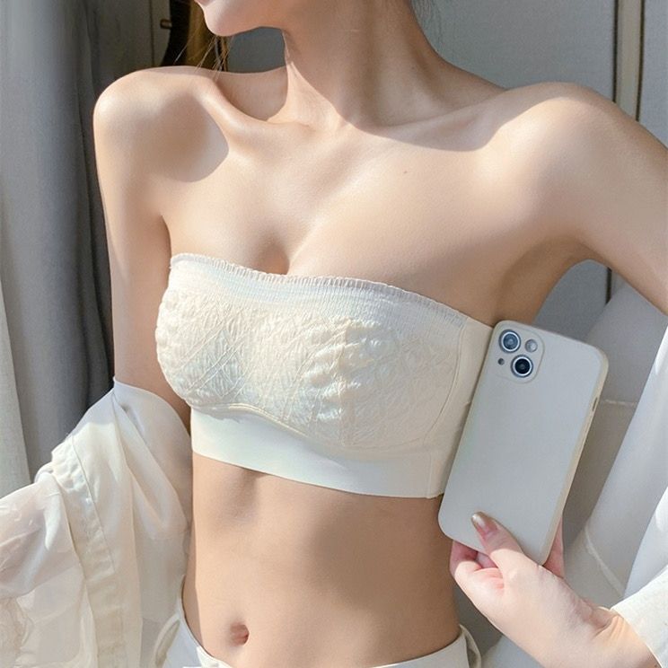 無肩帶內衣女防滑小胸聚攏抹胸防走光大胸顯小露肩時尚文胸罩夏季薄款