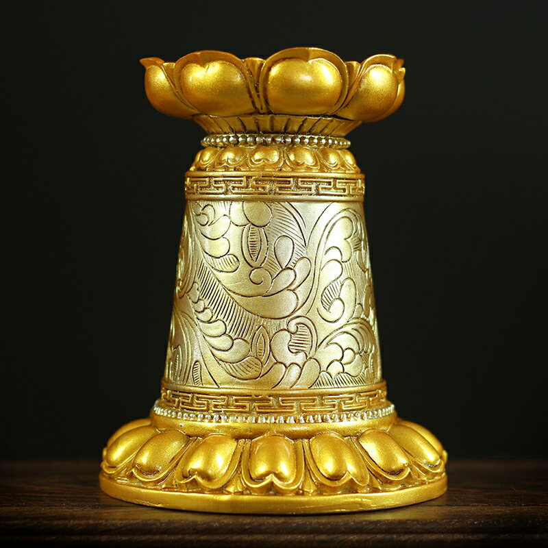 西藏佛教用品 精美樹脂蓮花手搖轉經輪底座 鑲嵌密宗修行法器