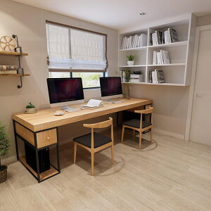 實木辦公桌 書房辦公冩字桌工作室單雙人電腦辦公桌