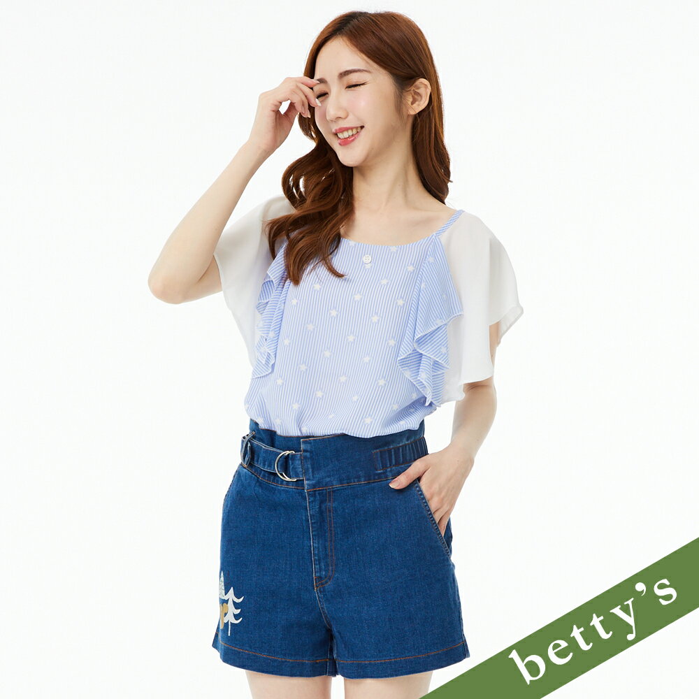 betty’s貝蒂思 牛仔腰帶鬆緊短褲(深藍)