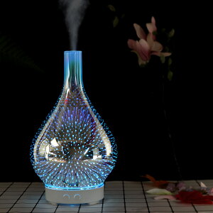 迷你 木紋100ML家用煙花加濕器超聲波創意香薰機凈化3D玻璃加濕器