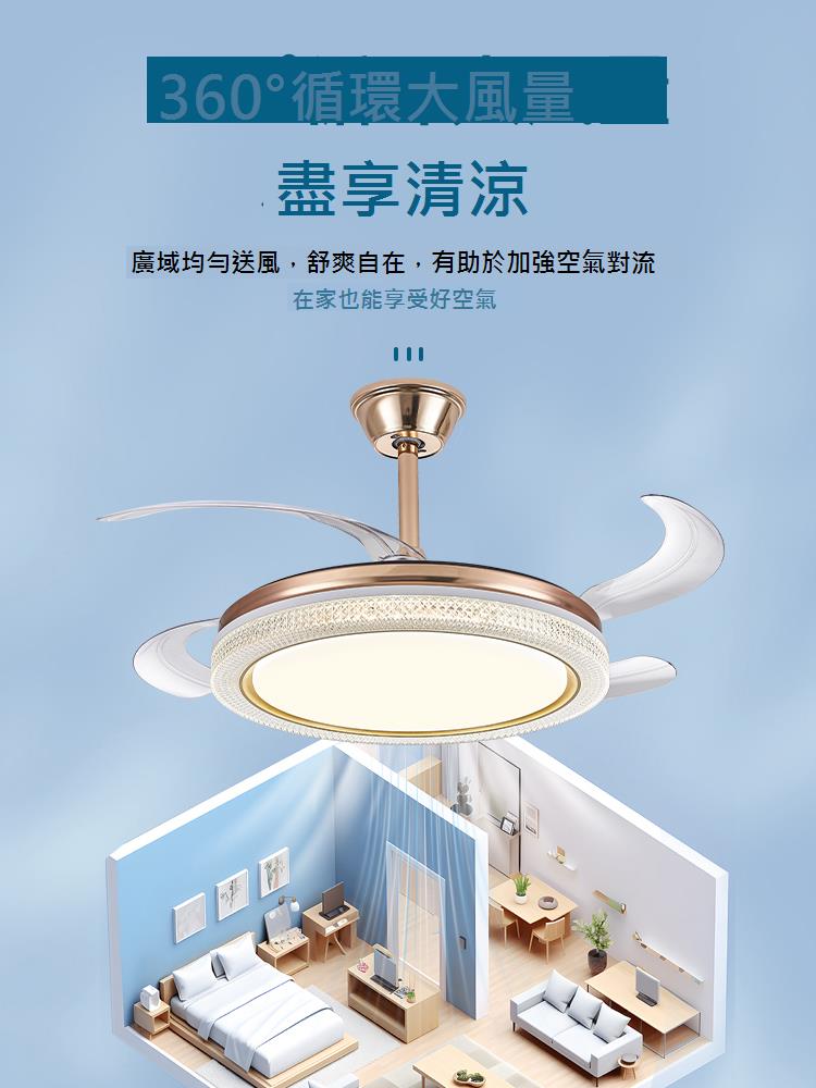 霖朗隱形風扇燈客廳吊燈北歐輕奢智慧控制臥室餐廳一體吊扇燈具