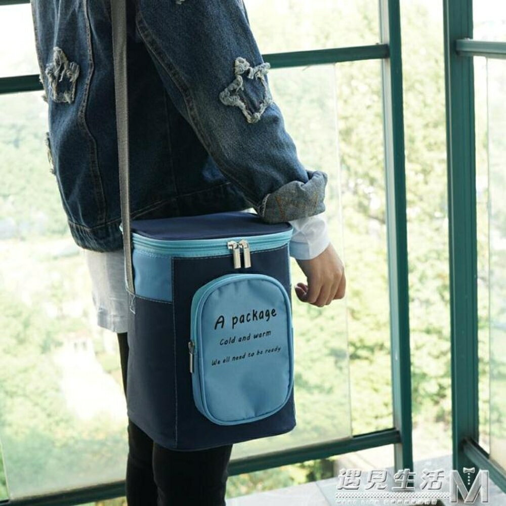 韓式圓形飯盒袋大號學生便當包手提保溫桶袋子防水加厚鋁箔保溫袋 全館免運