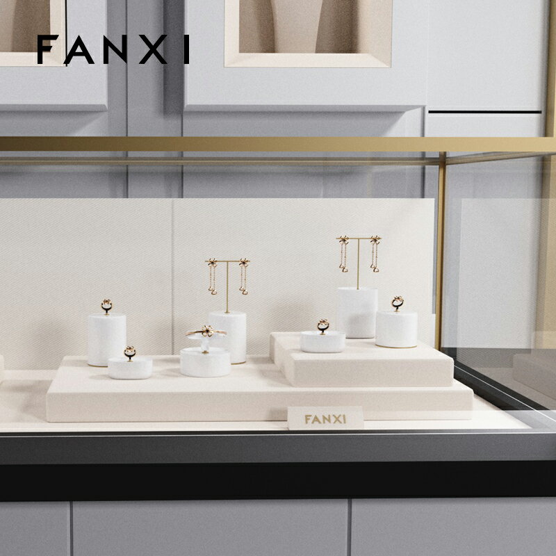 凡西FANXI樹脂白色珠寶首飾展示架戒指座耳環架手鐲架圓形SZ028